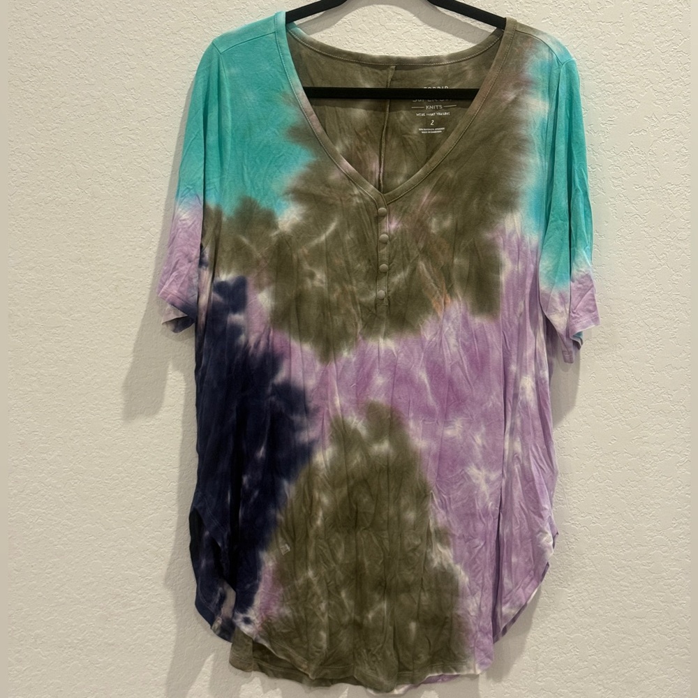 Torrid Multicolor Tie-Dye V-Neck Top
